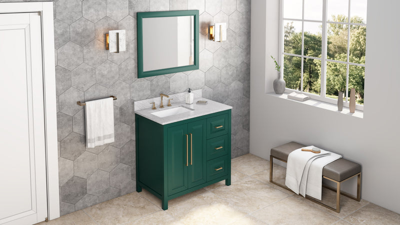 36" Forest Green Cade Vanity, left offset