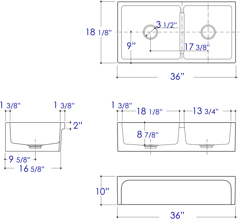 ALFI brand AB3618ARCH Kitchen Sink