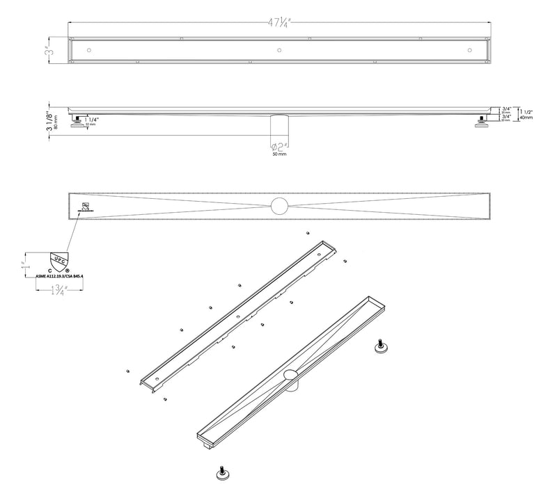 ALFI brand ABLD47A Shower Drain