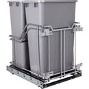 Double 50 Quart Polished Chrome STORAGE WITH STYLE® Metal Soft-close Trashcan Pullout