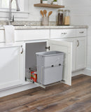 REV A SHELF : Chrome Steel Pullout Waste Container w/ Rear Basket Storage