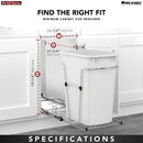 REV A SHELF : Chrome Steel Single 35 qt. Silver Waste Pullout w/ Detachable Storage Basket