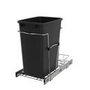 REV A SHELF : Chrome Steel Single 35 qt. Black Waste Pullout w/ Detachable Storage Basket