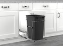 REV A SHELF : Chrome Steel Single 35 qt. Black Waste Pullout w/ Detachable Storage Basket