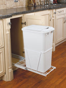 REV A SHELF : White Steel Pullout Waste Container