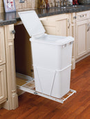 REV A SHELF : White Steel Pullout Waste Container