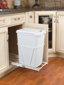 REV A SHELF : White Steel Pullout Waste Container w/included lid