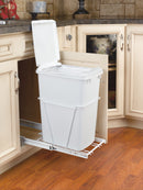 REV A SHELF : White Steel Pullout Waste Container w/included lid