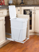 REV A SHELF : White Steel Pullout Waste Container w/included lid