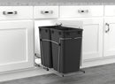 REV A SHELF : Chrome Steel Double 27 qt. Black Waste Pullout