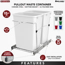 REV A SHELF : Chrome Steel Double 35 qt. Black Waste Pullout