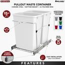 REV A SHELF : Chrome Steel Double 35 qt. Black Waste Pullout