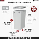REV A SHELF : 32 qt. Gray Polymer Replacement Waste Container for Rev-A-Shelf® Pullouts