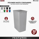 REV A SHELF : 32 qt. Silver Polymer Replacement Waste Container for Rev-A-Shelf® Pullouts