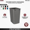 REV A SHELF : 35 qt. Orion Gray Polymer Replacement Waste Container for Rev-A-Shelf® Pullouts