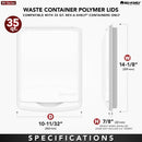 REV A SHELF : Metallic Silver Polymer Lid for Rev-A-Shelf® 35 qt. Waste Containers