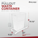 REV A SHELF : White Steel Pullout Waste Container