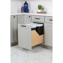 Double 35 Quart Wood Bottom-Mount Soft-close Trashcan Rollout for Door Mounting, Includes Two Black Cans