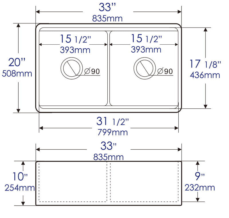 ALFI brand ABFS3320D Kitchen Sink