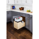 Single 35 Quart Wood Bottom-Mount Soft-close Trashcan Rollout for Hinged Doors, Includes One Black Can