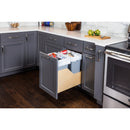 Double 35 Quart Wood Bottom-Mount Soft-close Trashcan Rollout for Door Mounting, Includes Two Grey Cans