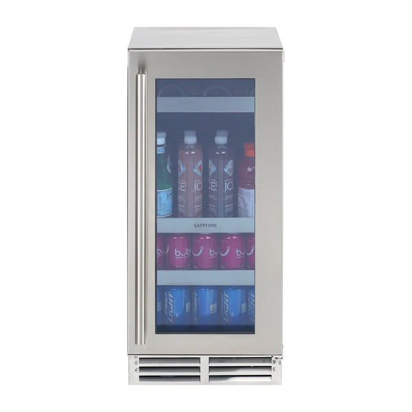 Sapphire Series 5, 15"W, Glass Door, Indoor, Stainless Steel, Residential Refrigerator Indoor 15" Beverage Center