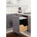Double 50 Quart Wood Bottom-Mount Soft-close Trashcan Rollout for Door Mounting, Includes Two Black Cans