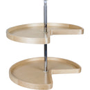 24" Kidney Two-Shelf Banded Wood Lazy Susan Set