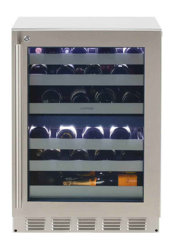 Sapphire Indoor 24" Single Zone Wine Refrigerator Stainless Steel Frame