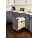 Double 35 Quart Wood Bottom-Mount Soft-close Trashcan Rollout for Door Mounting, Includes Two Grey Cans