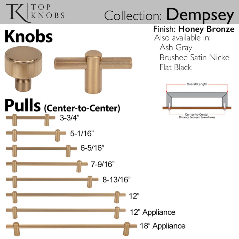 Top Knobs Dempsey 5 1/16" Center to Center Bar Pull