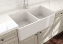 CLASSICO 33D Farmhouse Apron Front Fireclay 33" Double Bowl Kitchen Sink