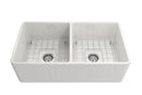 CLASSICO 33D Farmhouse Apron Front Fireclay 33" Double Bowl Kitchen Sink