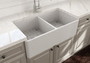 CLASSICO 33D Farmhouse Apron Front Fireclay 33" Double Bowl Kitchen Sink