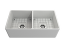 CLASSICO 33D Farmhouse Apron Front Fireclay 33" Double Bowl Kitchen Sink