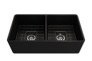 CLASSICO 33D Farmhouse Apron Front Fireclay 33" Double Bowl Kitchen Sink