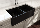 CLASSICO 33D Farmhouse Apron Front Fireclay 33" Double Bowl Kitchen Sink