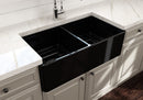 CLASSICO 33D Farmhouse Apron Front Fireclay 33" Double Bowl Kitchen Sink
