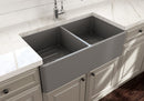 CLASSICO 33D Farmhouse Apron Front Fireclay 33" Double Bowl Kitchen Sink