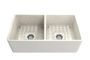 CLASSICO 33D Farmhouse Apron Front Fireclay 33" Double Bowl Kitchen Sink
