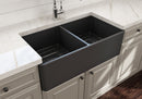 CLASSICO 33D Farmhouse Apron Front Fireclay 33" Double Bowl Kitchen Sink