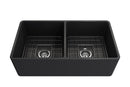 CLASSICO 33D Farmhouse Apron Front Fireclay 33" Double Bowl Kitchen Sink