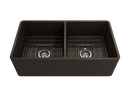 CLASSICO 33D Farmhouse Apron Front Fireclay 33" Double Bowl Kitchen Sink