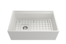 CONTEMPO 30" Step Rim Farmhouse Apron Front Fireclay 30" Single Bowl Kitchen Sink