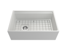 CONTEMPO 30" Step Rim Farmhouse Apron Front Fireclay 30" Single Bowl Kitchen Sink