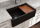 CONTEMPO 30" Step Rim Farmhouse Apron Front Fireclay 30" Single Bowl Kitchen Sink