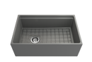 CONTEMPO 30" Step Rim Farmhouse Apron Front Fireclay 30" Single Bowl Kitchen Sink
