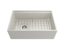 CONTEMPO 30" Step Rim Farmhouse Apron Front Fireclay 30" Single Bowl Kitchen Sink