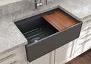 CONTEMPO 30" Step Rim Farmhouse Apron Front Fireclay 30" Single Bowl Kitchen Sink