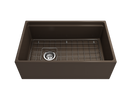 CONTEMPO 30" Step Rim Farmhouse Apron Front Fireclay 30" Single Bowl Kitchen Sink